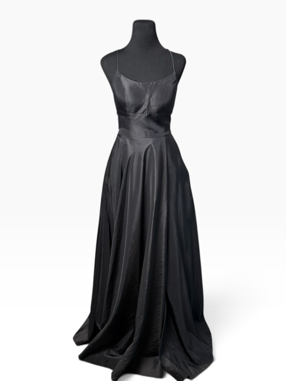 SHERRI HILL Black Dress Strappy Flowy Maxi SZ 4 Whimsigoth Goblin Halloween Wedd